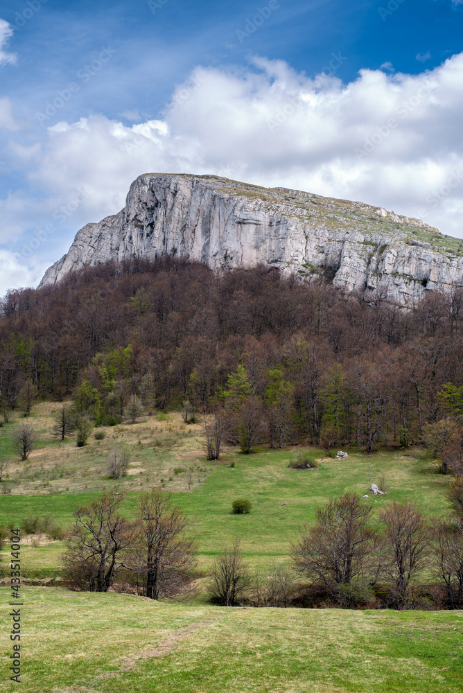 Jagged peak of Stol mountain in eastern Serbia, near the city of Bor