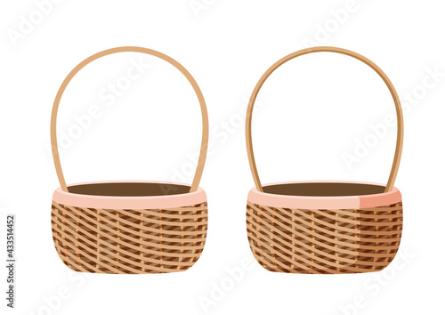 brown empty basket isolated on white background illustration vector 
