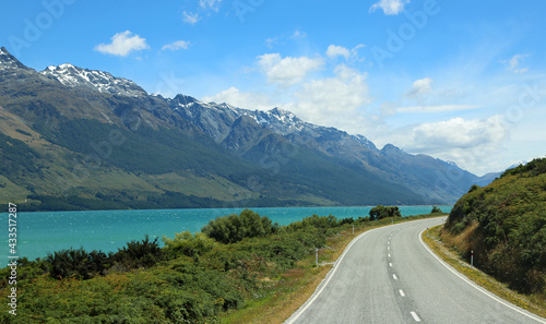Thomson Mountains and the road, New Zealand