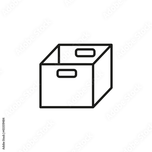 Open cardboard box for office documents storage vector icon. Archive container in line style for web and mobile apps.