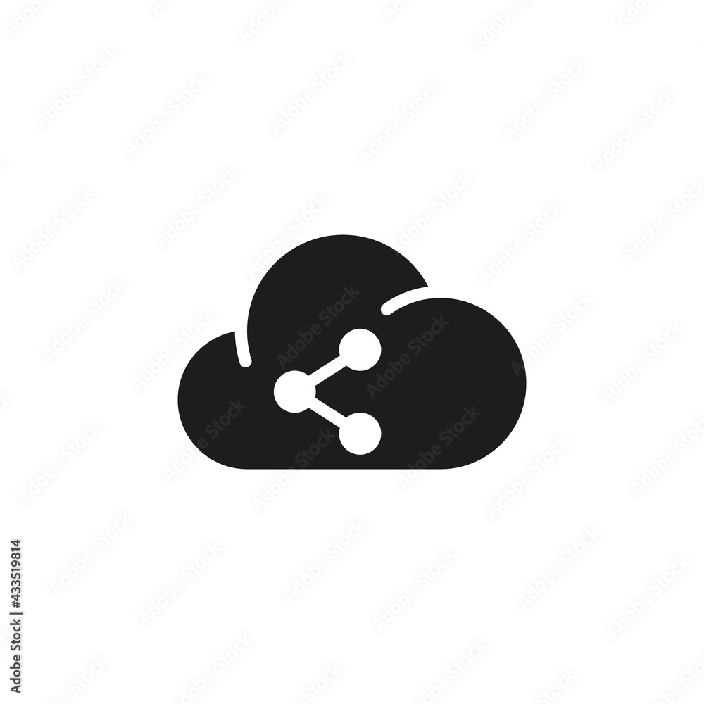 Share files via cloud icon illustration. Share files via cloud icon illustration.