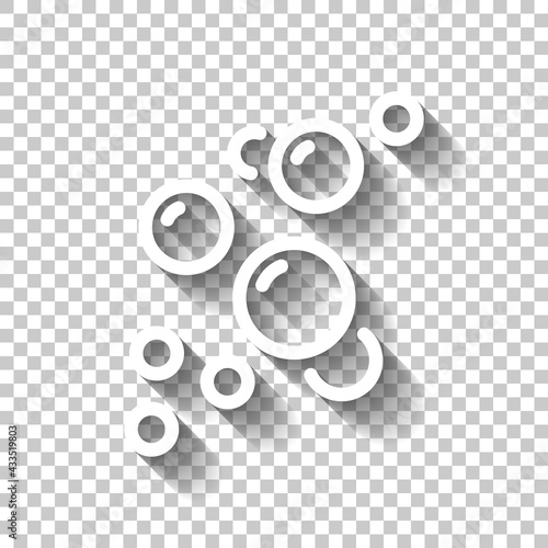Soap for hands, personal sanitizer. White linear icon with editable stroke and shadow on transparent background