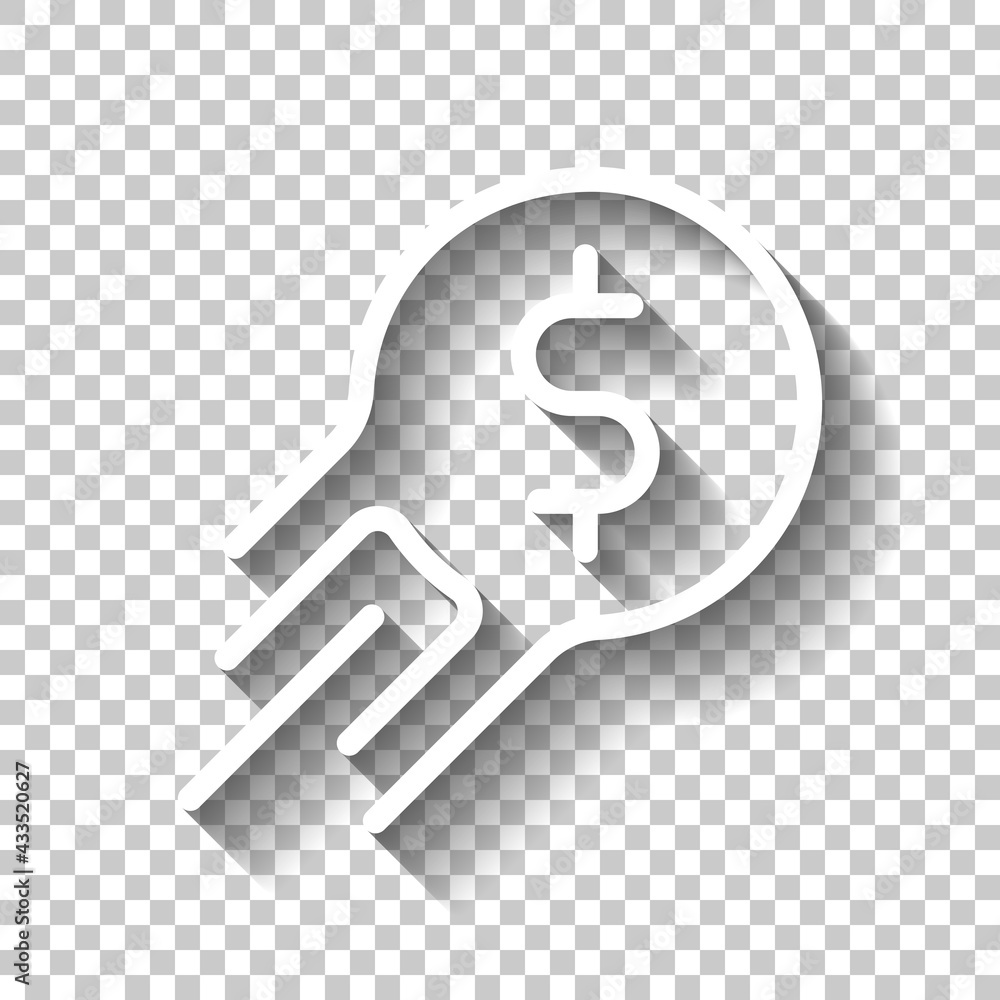 Financial growth, growing money, increase income. White linear icon with editable stroke and shadow on transparent background Financial growth, growing money, increase income. White linear icon with editable stroke and shadow on transparent background