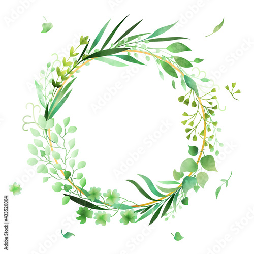 Hand-drawn watercolor floral wreath frame made in vector.