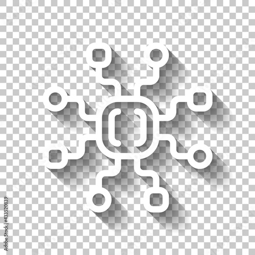 Algorithm icon, api integration, data software. White linear icon with editable stroke and shadow on transparent background