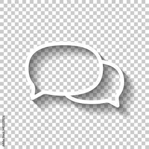 Speech bubbles, chat messages, text clouds, simple icon. White linear icon with editable stroke and shadow on transparent background
