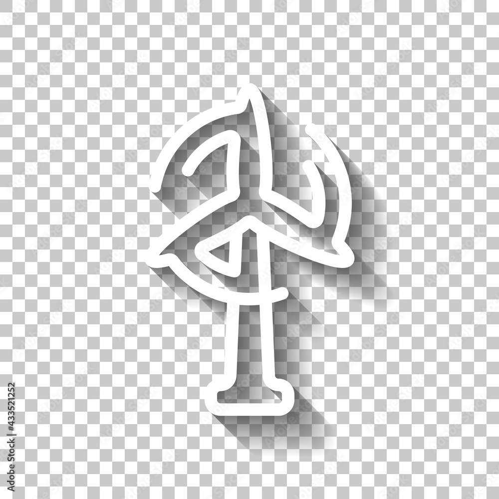 Obraz premium Wind turbine, green energy, ecology technology, simple icon. White linear icon with editable stroke and shadow on transparent background