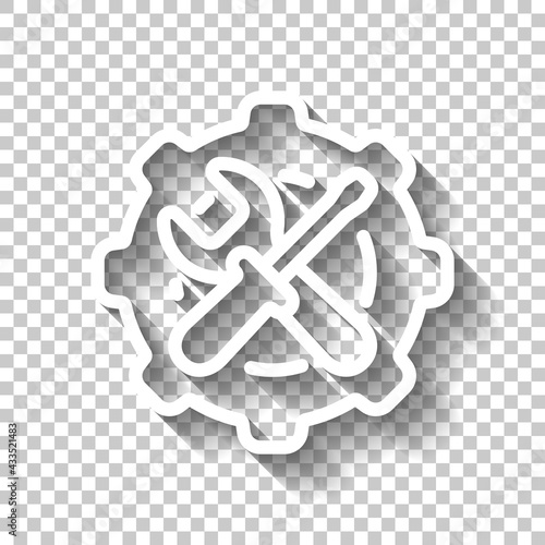 Service tools, wrench and screwdriver, repair instruments, simple icon. White linear icon with editable stroke and shadow on transparent background