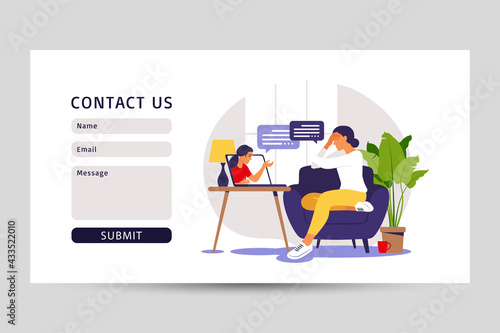 Psychological counseling concept. Contact us form for web. Psychological assistance service. Vector illustration. Flat.