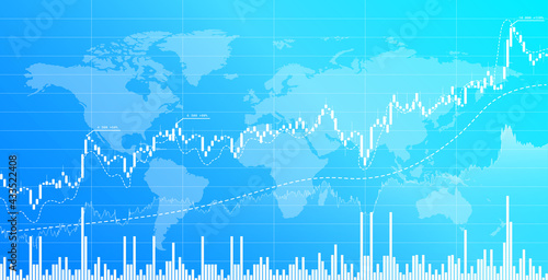 Stock market and exchange candlestick chart. Financial investment. Trading background. Vector illustration.