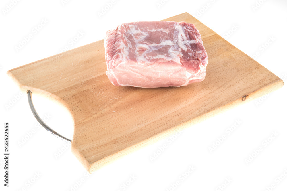 Pork fillet raw meat, close-up, isolated on white background Pork fillet raw meat, close-up, isolated on white background