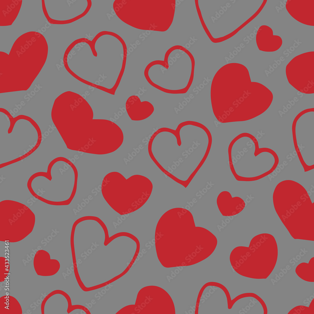 Vector seamless background with hand-drawn hearts. Seamless pattern with hearts. Hand drawn doodles. Stylish graphic texture for your design. Beautiful background. Vector illustration Vector seamless background with hand-drawn hearts. Seamless pattern with hearts. Hand drawn doodles. Stylish graphic texture for your design. Beautiful background. Vector illustration