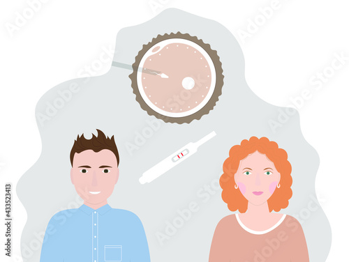 Artificial insemination with modern technology. Problem with reproduction. Flat vector illustration.