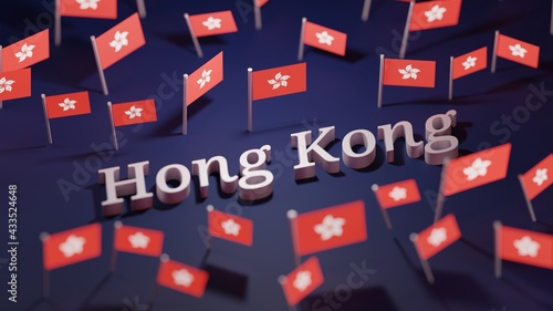 Canvas Print Abstract Hong Kong Flag 3D Render (3D Artwork)