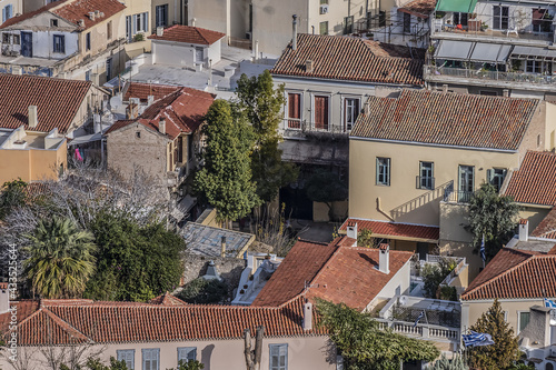 Panoramic view over the old town of Athens from Acropolis hill. Athens, Greece.