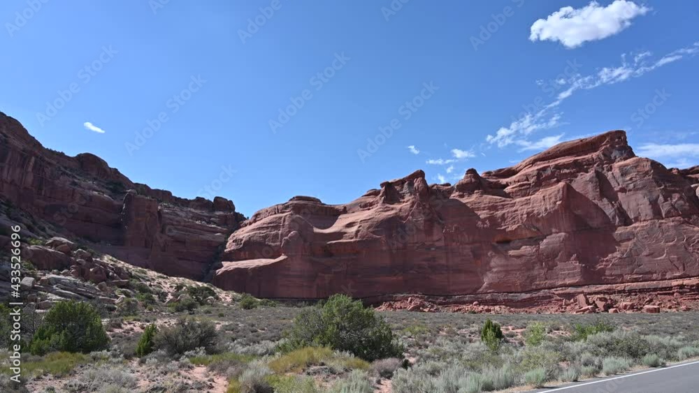 Entrance to Arches National Park Red Formations Next to Road Entrance to Arches National Park Red Formations Next to Road