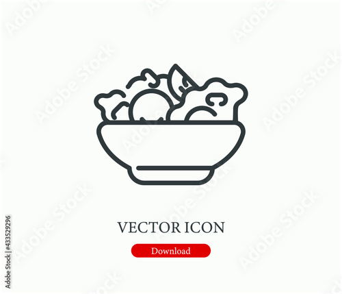 Salad vector icon.  Editable stroke. Symbol in Line Art Style for Design, Presentation, Website or Apps Elements, Logo. Pixel vector graphics - Vector