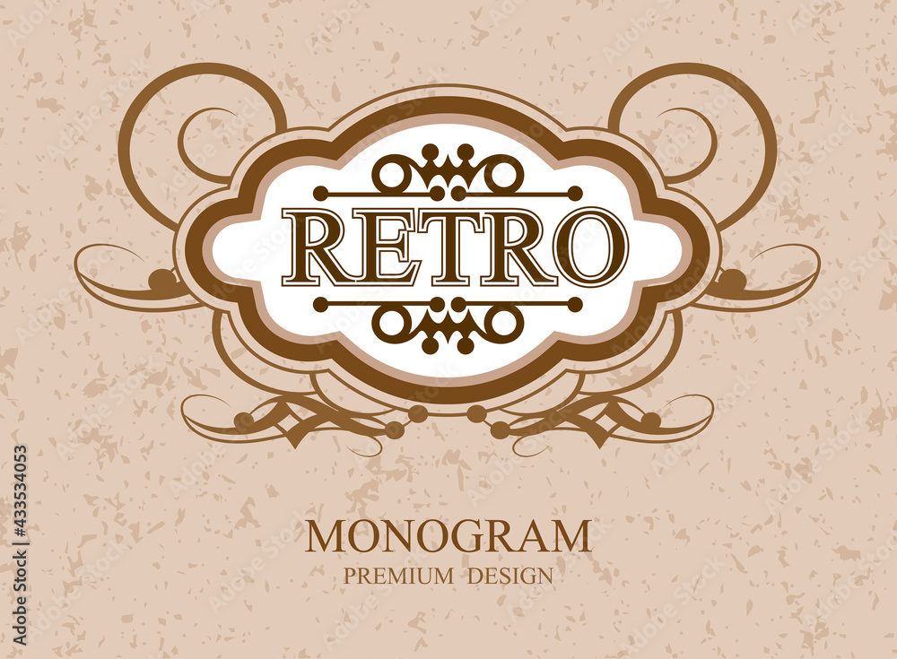 Obraz premium Retro Flourishes design border, Retro сalligraphic template vector Luxurious border, Decorations elegant royal lines, Vector illustration