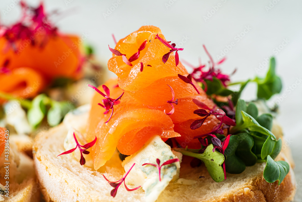 canape with salted salmon and herbs canape with salted salmon and herbs