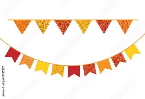 Bunting flags vector. Decorative banners on white background. Festa Junina decoration element.