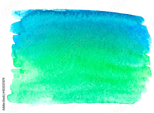 Hand-drawn watercolor abstract background blue green