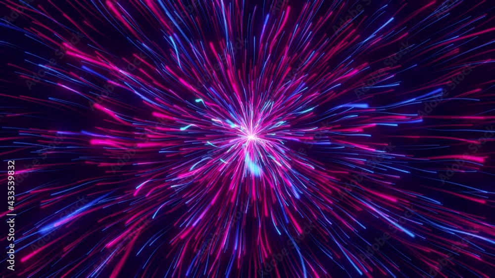 Flowing shiny particles with colorful wavy trails. Stream of neon rays. Seamless loop Flowing shiny particles with colorful wavy trails. Stream of neon rays. Seamless loop
