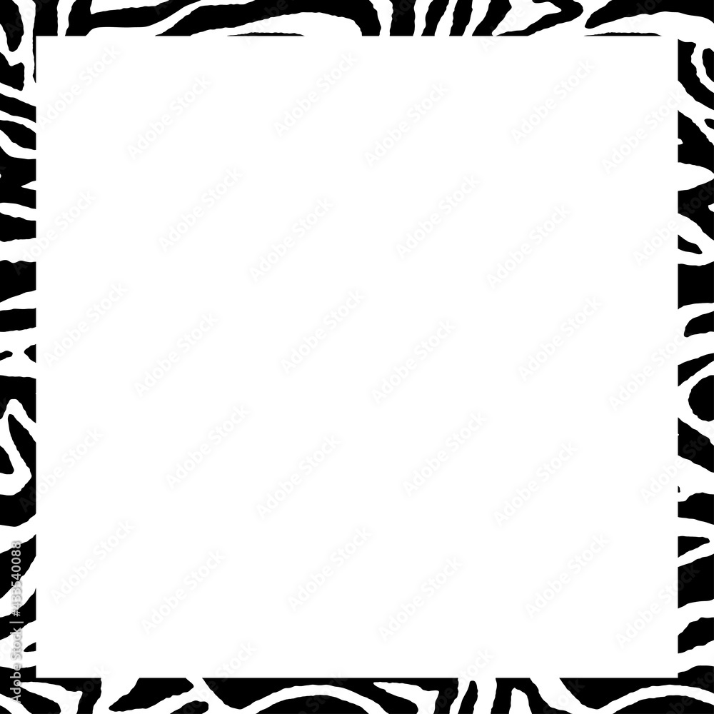 Fototapeta premium Blank Photo Frame. Zebra pattern. Stylish stripes frame. For the cover design. Vector background.