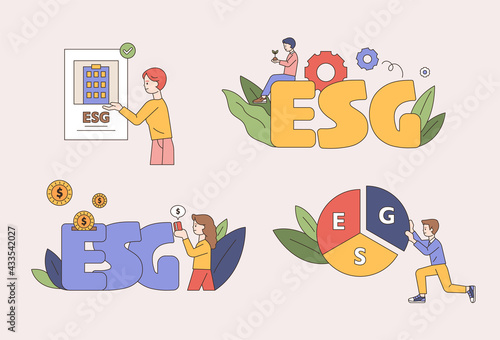 Environmental, social, corporate governance business illustration. flat design style minimal vector illustration.