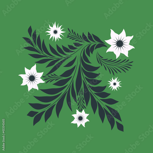 Folk floral art print Flowers abstract art poster