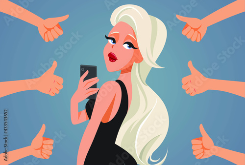 Young Attractive Woman Receiving Likes on Social Media