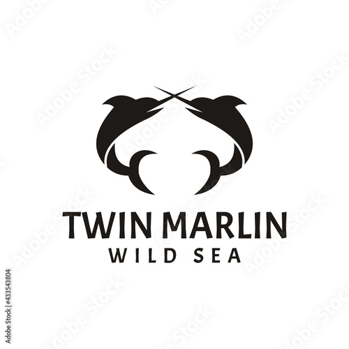 twin marlin wild sea logo design illustration