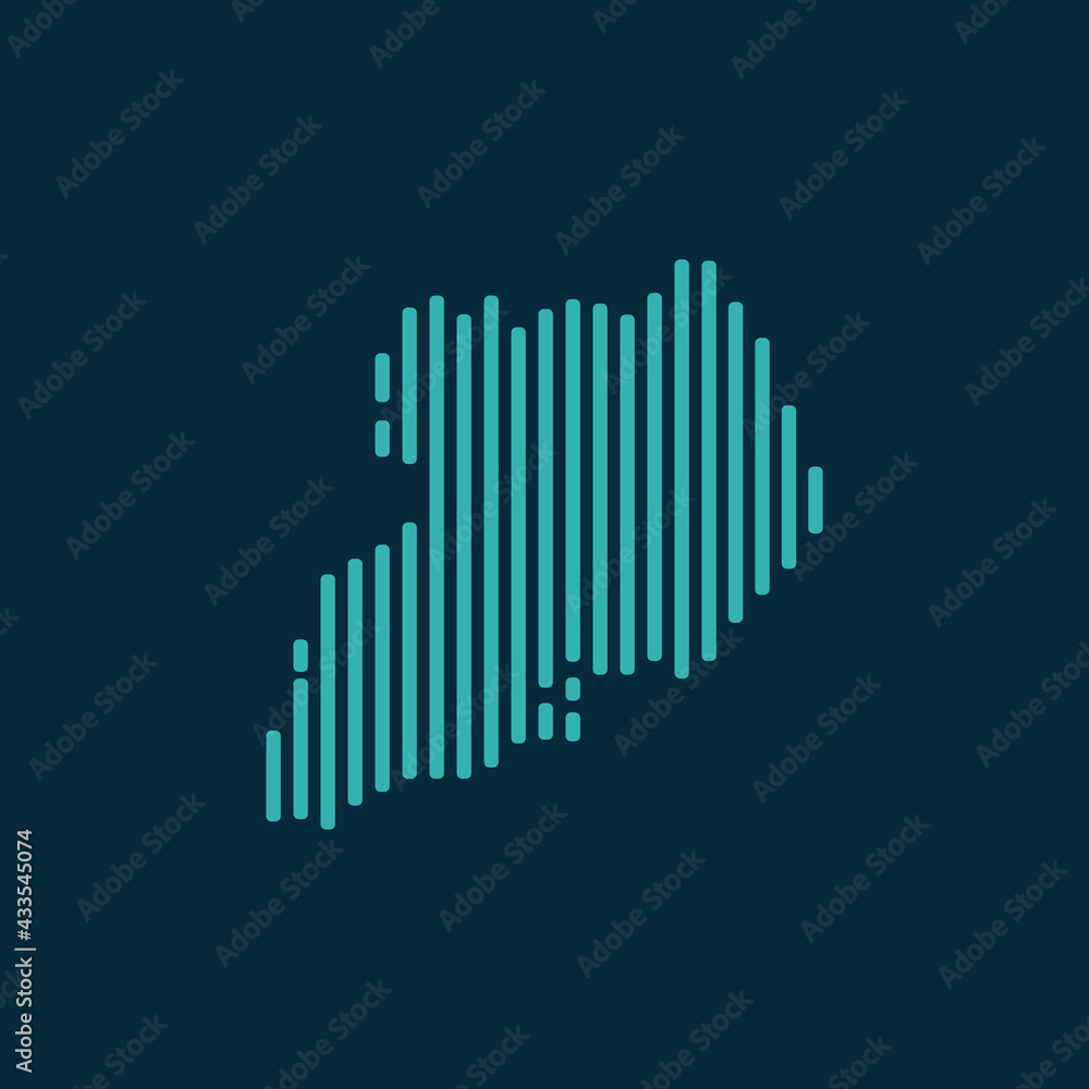 Vector abstract map of Uganda with blue straight rounded lines isolated on a indigo background. Vector abstract map of Uganda with blue straight rounded lines isolated on a indigo background.