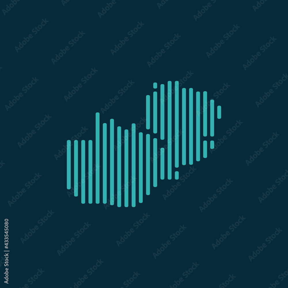 Vector abstract map of Zambia with blue straight rounded lines isolated on a indigo background. Vector abstract map of Zambia with blue straight rounded lines isolated on a indigo background.