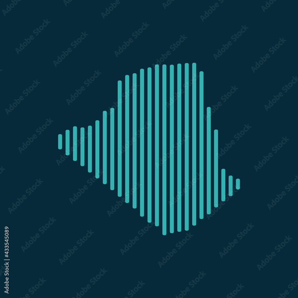 Vector abstract map of Algeria with blue straight rounded lines isolated on a indigo background. Vector abstract map of Algeria with blue straight rounded lines isolated on a indigo background.