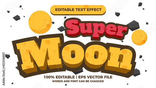 super moon editable text style effect illustrator. vector design template