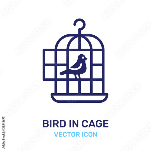 Bird in a cage vector icon