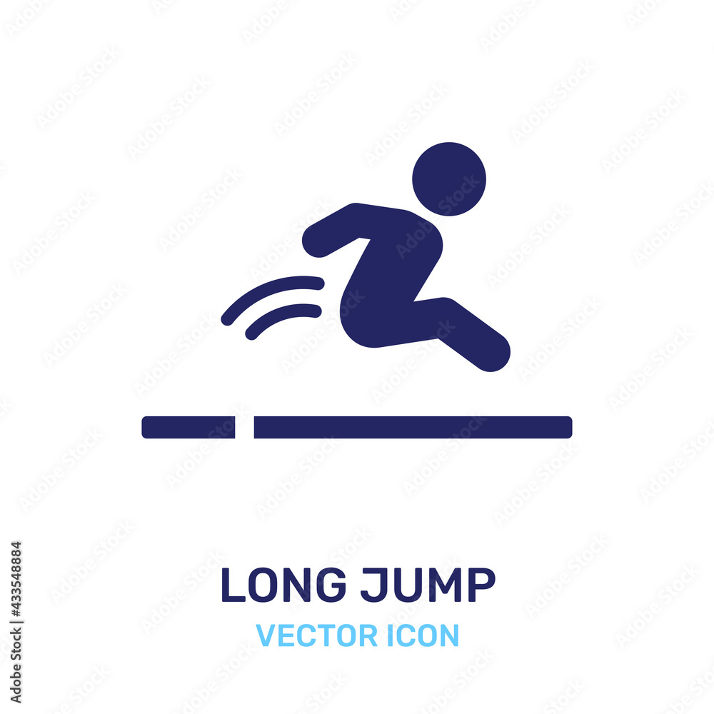 Long Jump icon vector isolated on white background. Long jump sport olympic game.