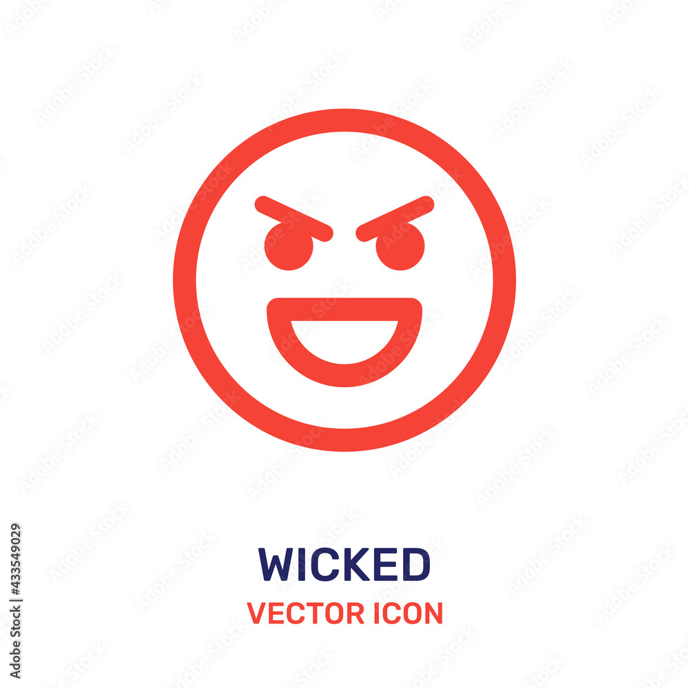 Wicked and cruel smiling face vector icon. Wicked and cruel smiling face vector icon.