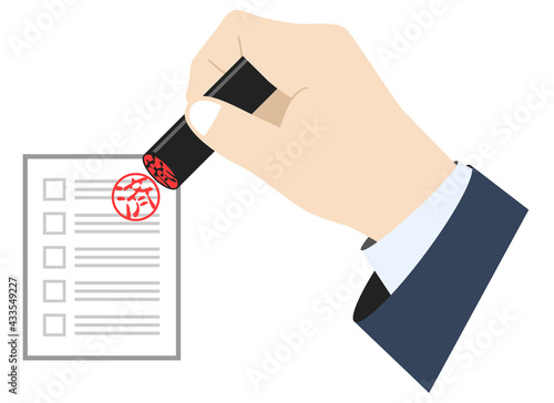 済印を押す　判子を押す　印鑑を押す
Already. seal. stamp. settlement. illustration. 