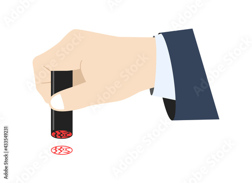 済印を押す　判子を押す　印鑑を押す
Already. seal. stamp. settlement. illustration. 
