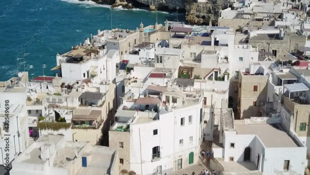 Beautiful Town Of Polignano a Mare In Metropolitan City of Bari, Italy. - aerial Beautiful Town Of Polignano a Mare In Metropolitan City of Bari, Italy. - aerial