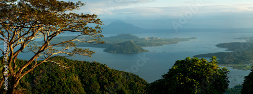 Taal Lake in Batangas, Philippines showing Taal Volcano in a panoramic view, late afternoon. photo