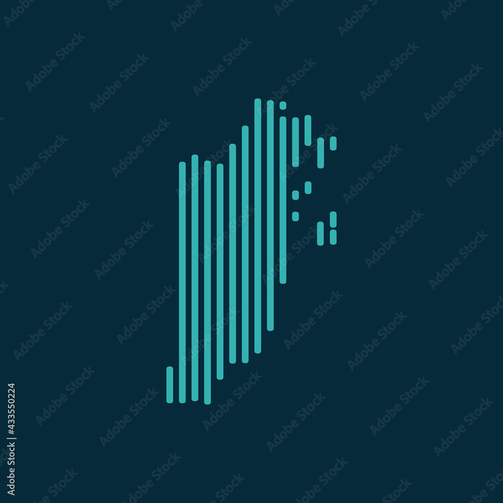 Vector abstract map of Belize with blue straight rounded lines isolated on a indigo background. Vector abstract map of Belize with blue straight rounded lines isolated on a indigo background.