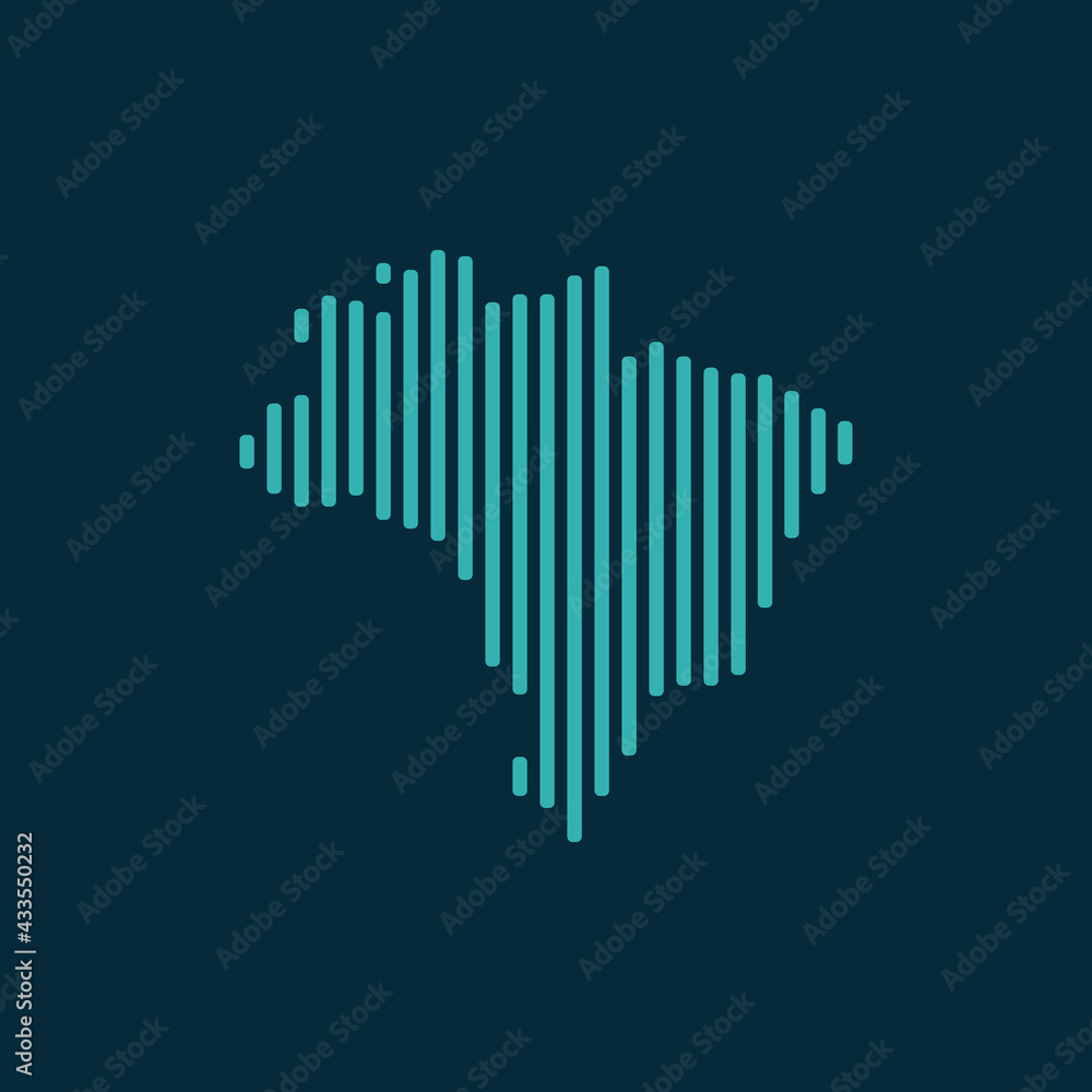 Vector abstract map of Brazil with blue straight rounded lines isolated on a indigo background. Vector abstract map of Brazil with blue straight rounded lines isolated on a indigo background.