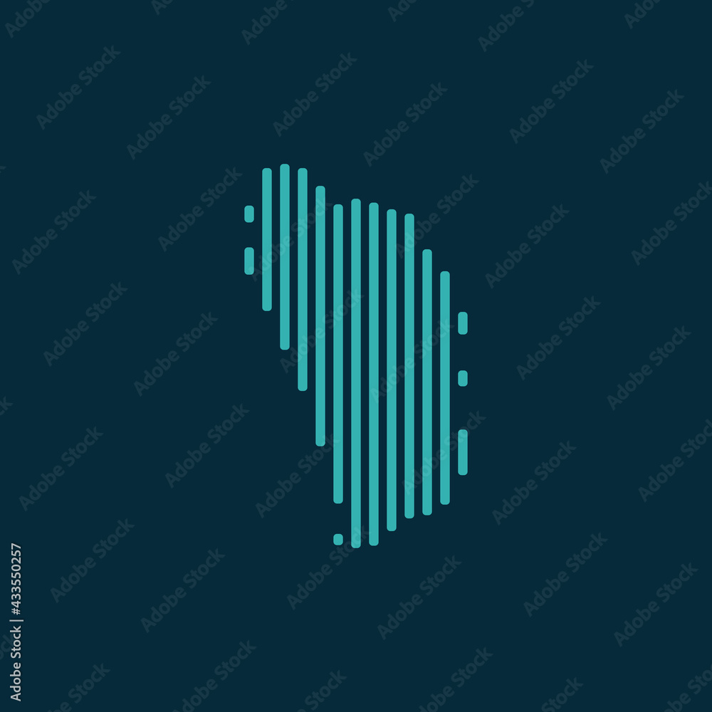 Vector abstract map of Dominica with blue straight rounded lines isolated on a indigo background. Vector abstract map of Dominica with blue straight rounded lines isolated on a indigo background.