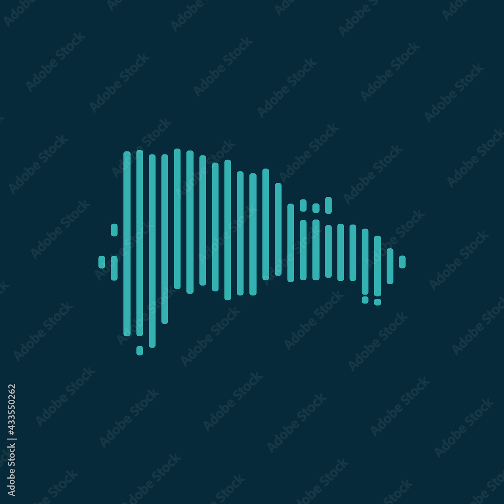 Vector abstract map of Dominican Republic with blue straight rounded lines isolated on a indigo background. Vector abstract map of Dominican Republic with blue straight rounded lines isolated on a indigo background.