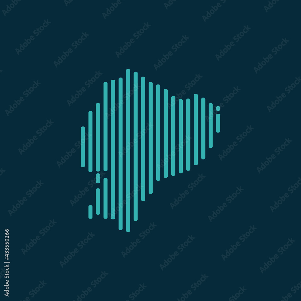 Vector abstract map of Ecuador with blue straight rounded lines isolated on a indigo background. Vector abstract map of Ecuador with blue straight rounded lines isolated on a indigo background.