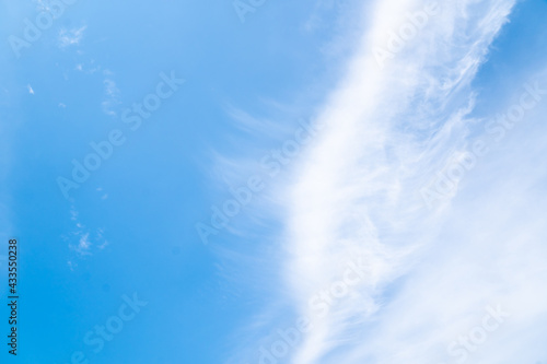 Sky blue or azure sky and clouds is bright white background. Everything lies above surface atmosphere outer space is sky. Cloud is aerosol comprising visible mass  liquid  for creative design graphic