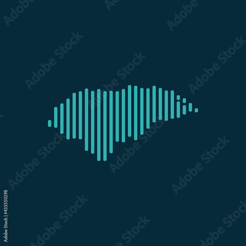 Vector abstract map of Honduras with blue straight rounded lines isolated on a indigo background.