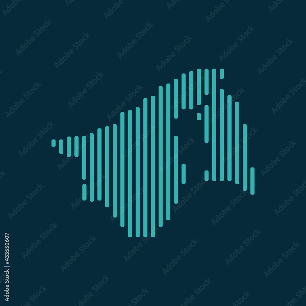 Vector abstract map of Brunei with blue straight rounded lines isolated on a indigo background. Vector abstract map of Brunei with blue straight rounded lines isolated on a indigo background.